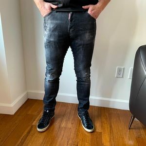 DSQUARED Men’s Destroyed Black Jeans Size 46